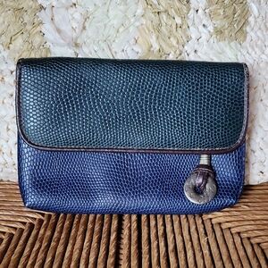 Chic blue/green faux reptile clutch